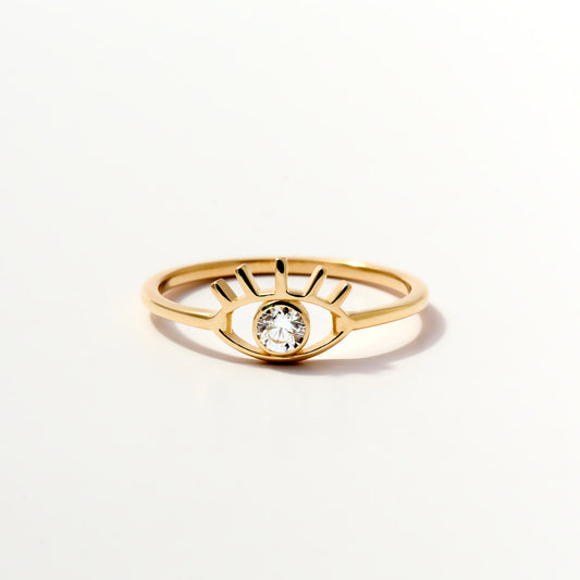 Evil Eye Lashes Ring in 14K Solid Gold