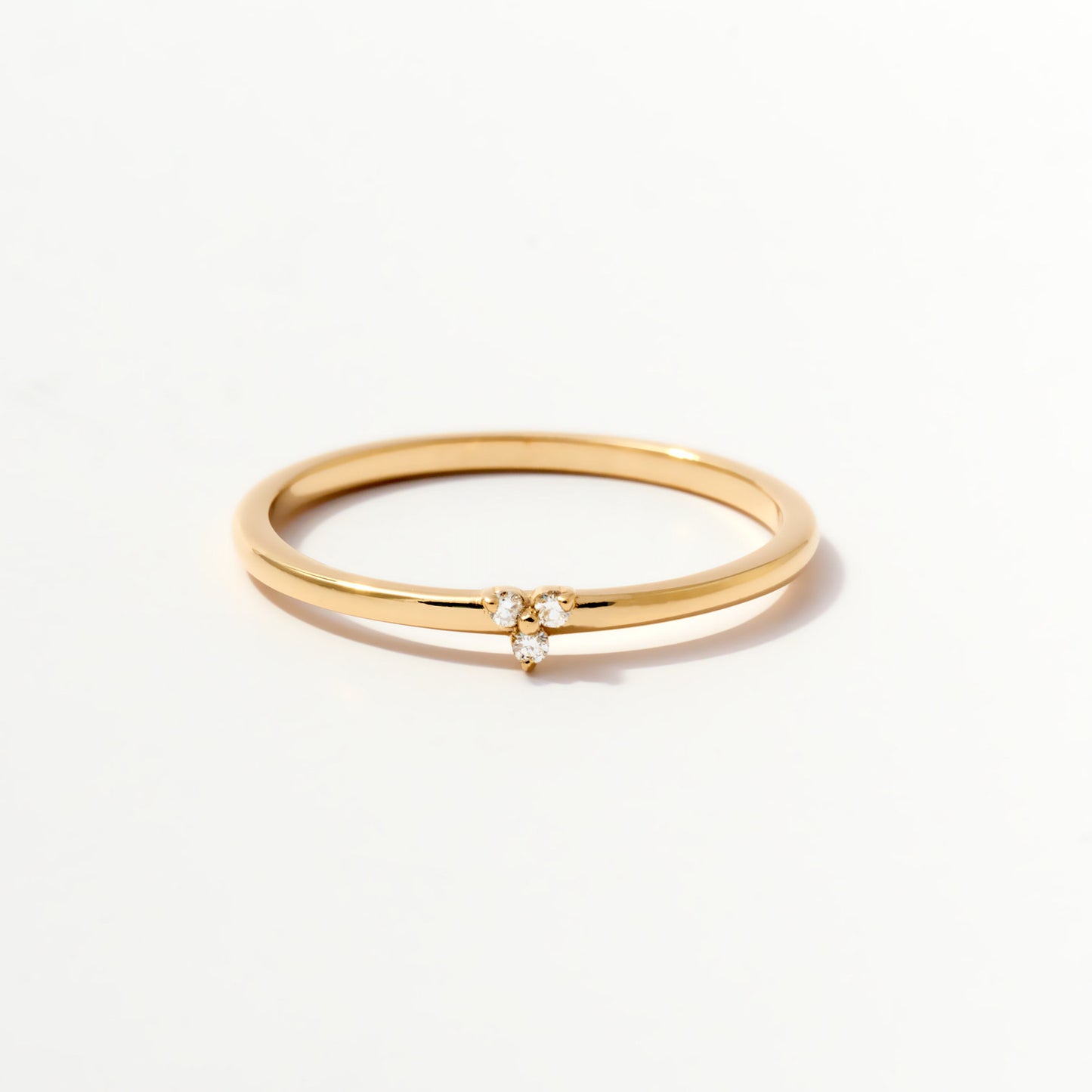 Diamond Three Stone Stacking Ring in 14K Solid Gold