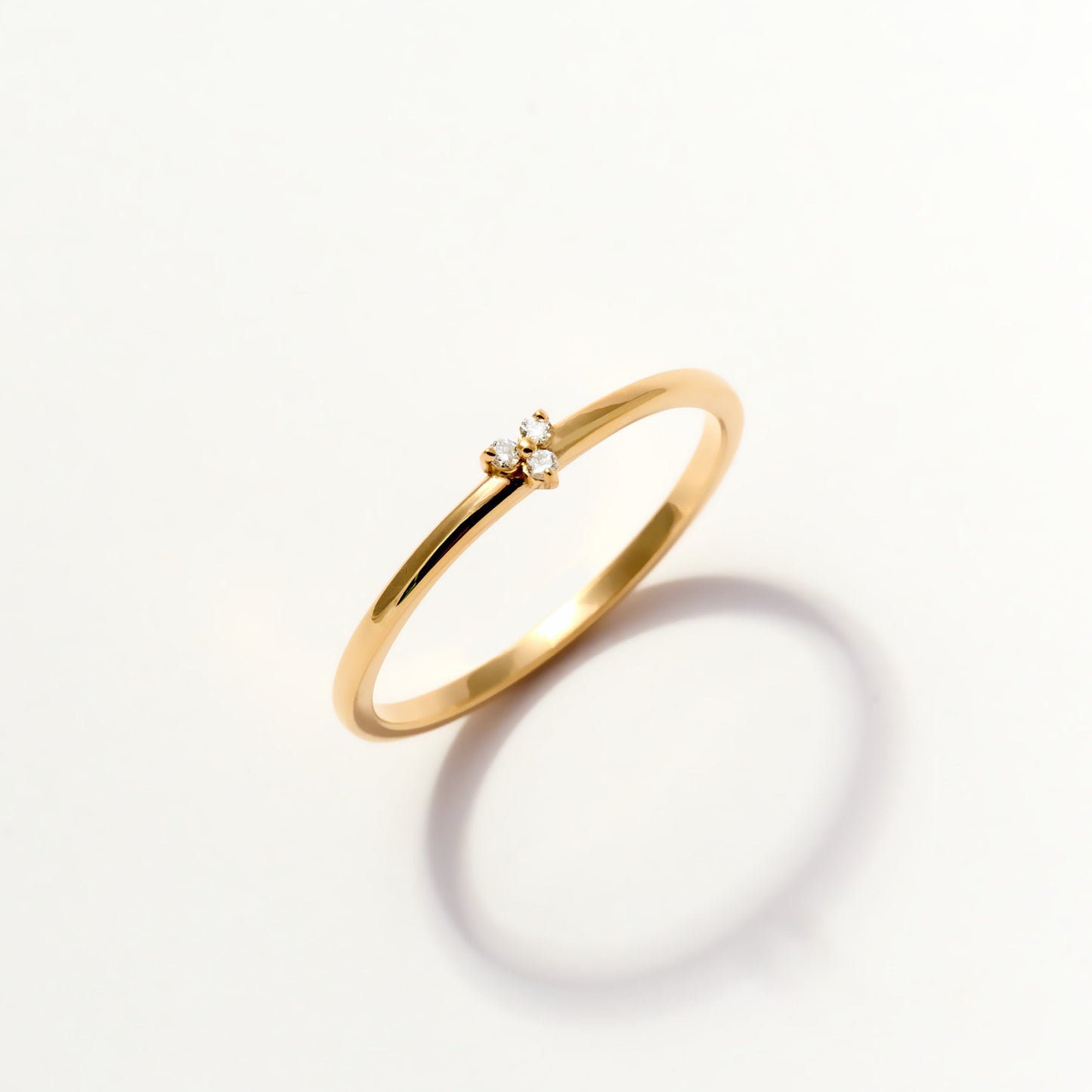 Diamond Three Stone Stacking Ring in 14K Solid Gold