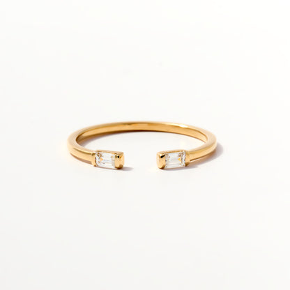 Birthstone Duo Baguette Open Ring in 14K Solid Gold