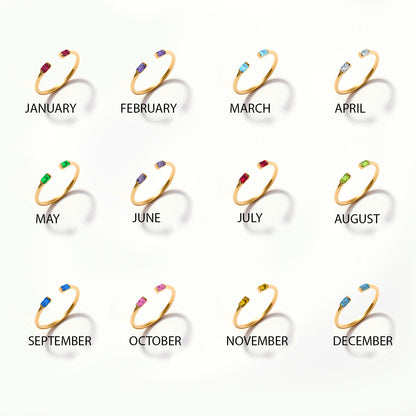 Birthstone Duo Baguette Open Ring