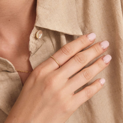 Ribbed Stacking Ring in 14K Solid Gold