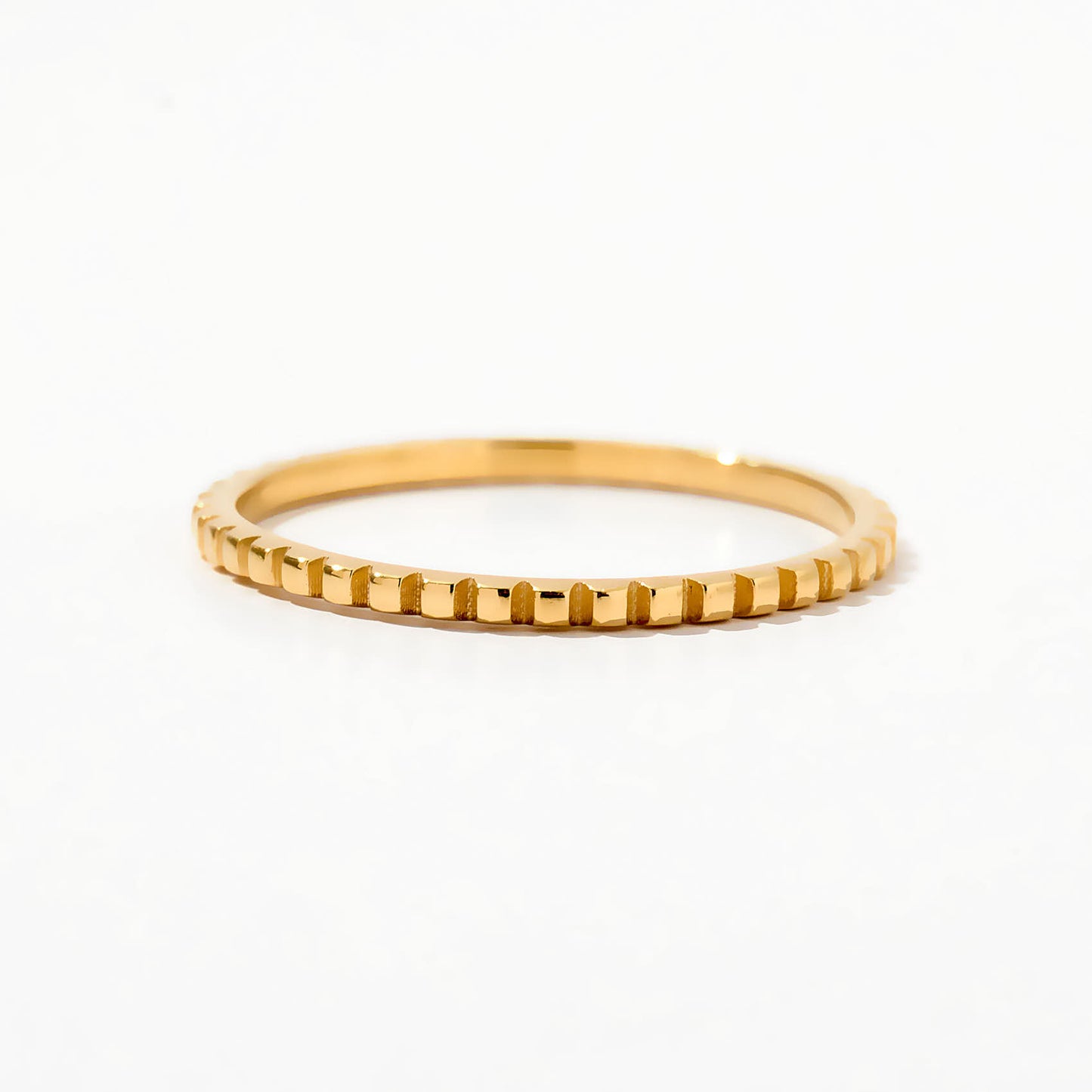 Ribbed Stacking Ring in 14K Solid Gold