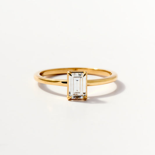 Custom Baguette Solitaire Ring in 14K Solid Gold