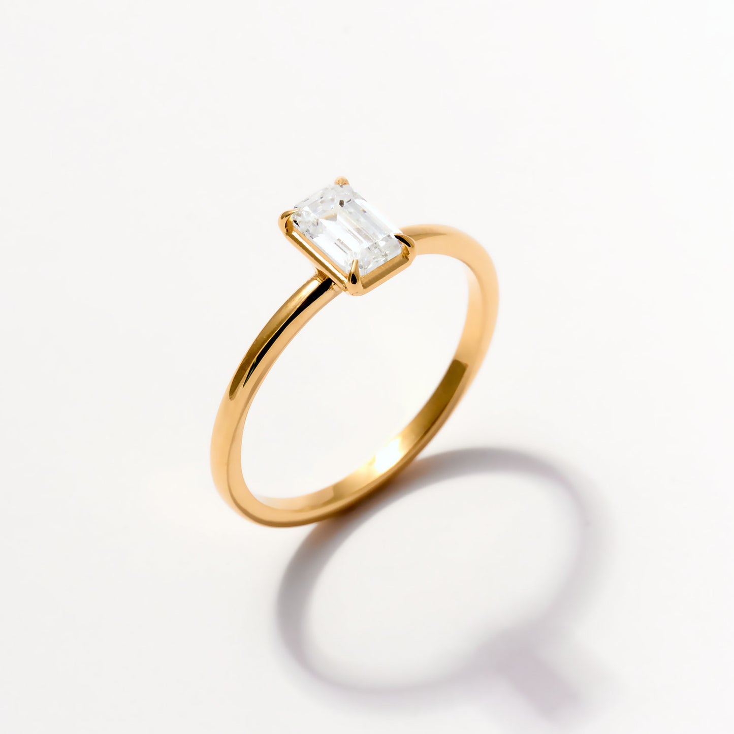 Custom Baguette Solitaire Ring in 14K Solid Gold