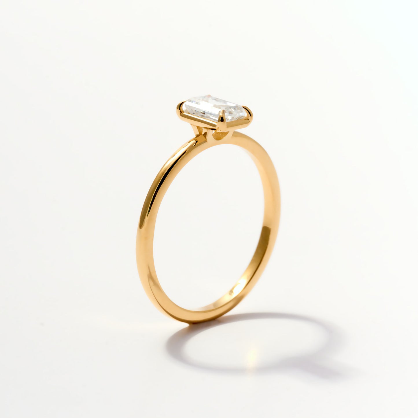 Custom Baguette Solitaire Ring in 14K Solid Gold