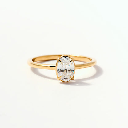 Custom Oval Solitaire Ring in 14K Solid Gold