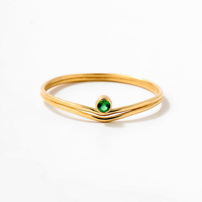 Emerald Solitaire Wishbone Ring in 14K Solid Gold