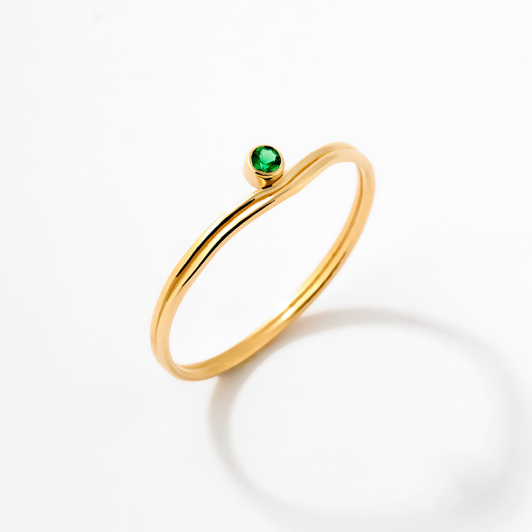 Emerald Solitaire Wishbone Ring