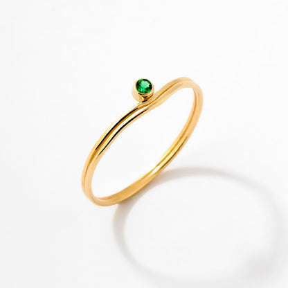 Emerald Solitaire Wishbone Ring in 14K Solid Gold