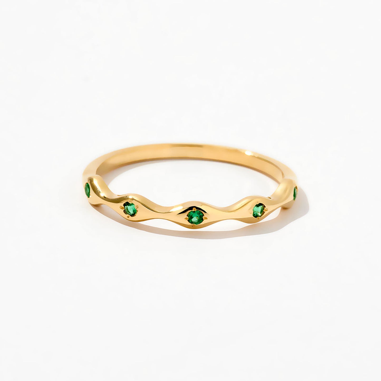 Emerald Wedding Band in 14K Solid Gold