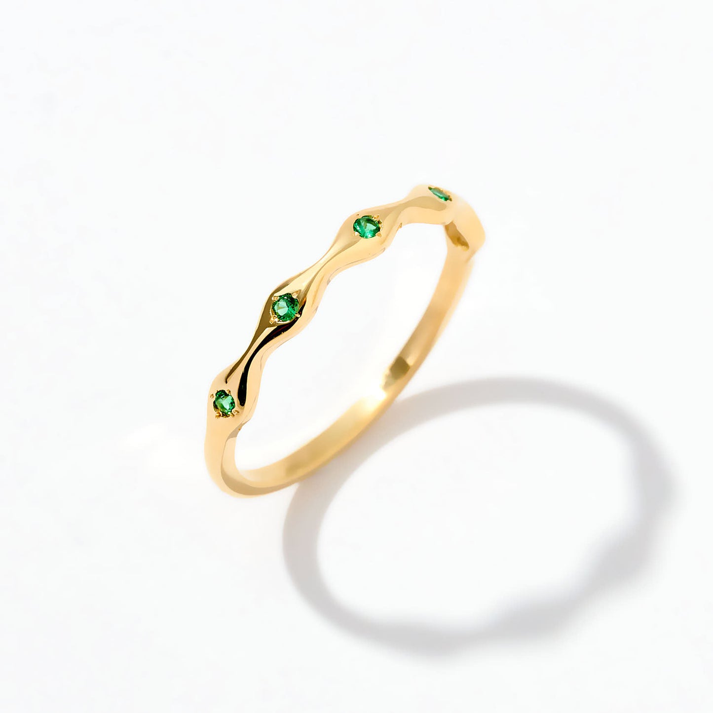 Emerald Wedding Band in 14K Solid Gold