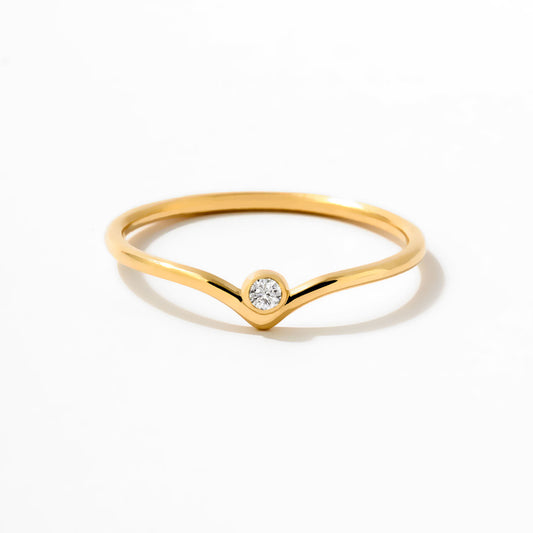 Birthstone Solitaire V Ring in 14K Solid Gold