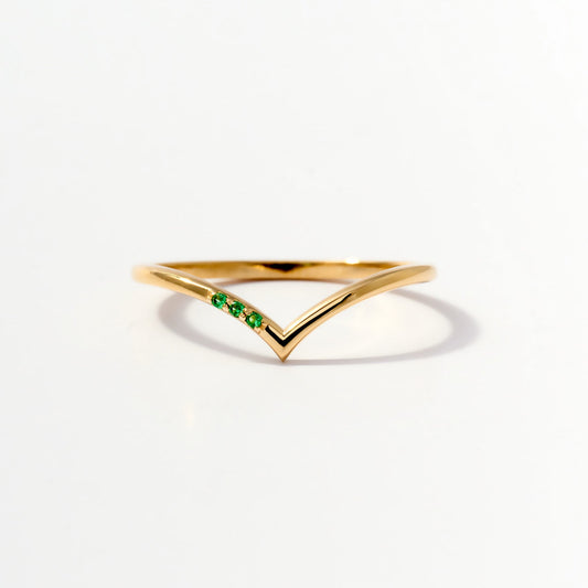 Emerald Chevron Ring