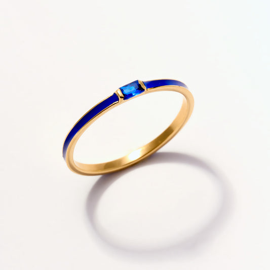 Birthstone Enamel Signet Ring in 14K Solid Gold