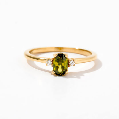 Oval Birthstone Ring in 14K Solid Gold