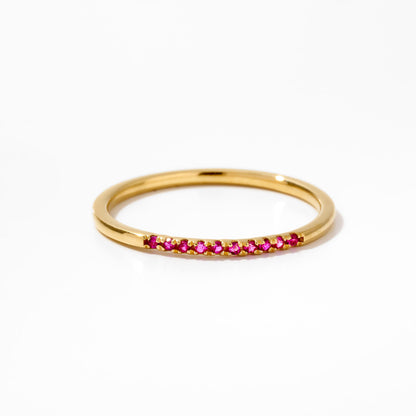 Birthstone Half Eternity Stack Ring in 14K Solid Gold