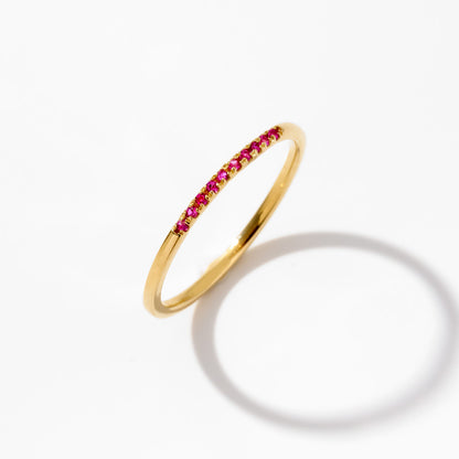 Birthstone Half Eternity Stack Ring in 14K Solid Gold