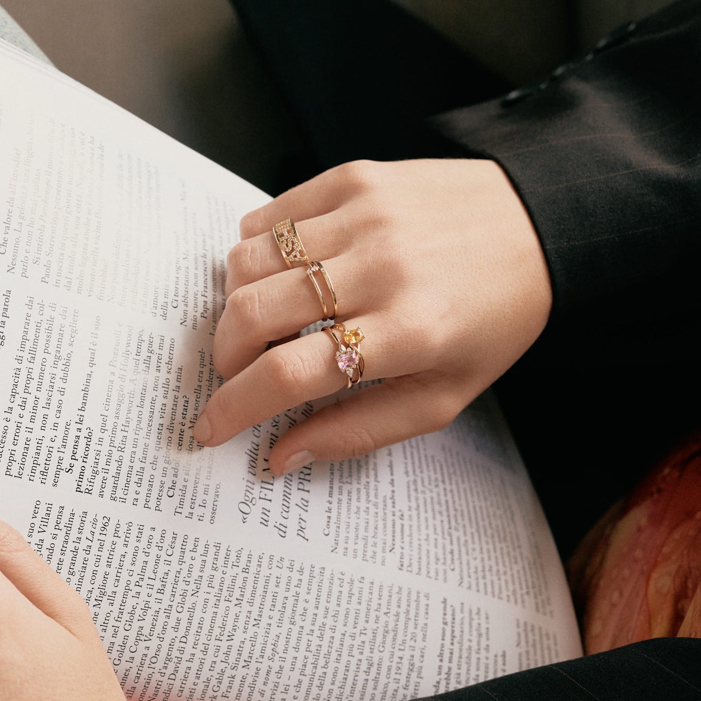 Three Stone Birthstone Ring in 14k Solid Gold