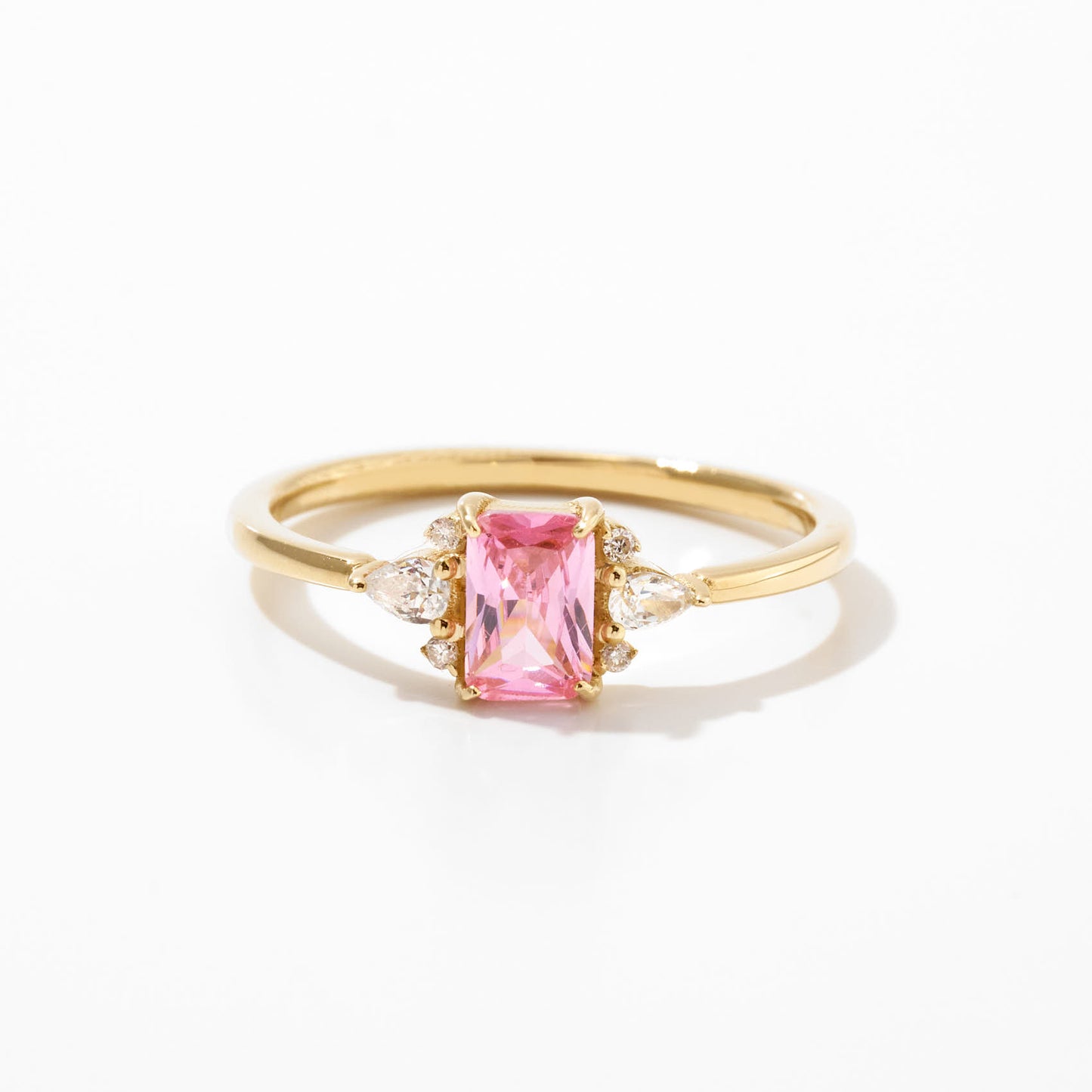 Three Stone Birthstone Ring in 14k Solid Gold