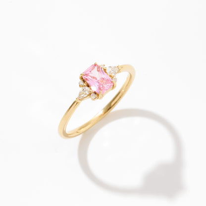 Three Stone Birthstone Ring in 14k Solid Gold