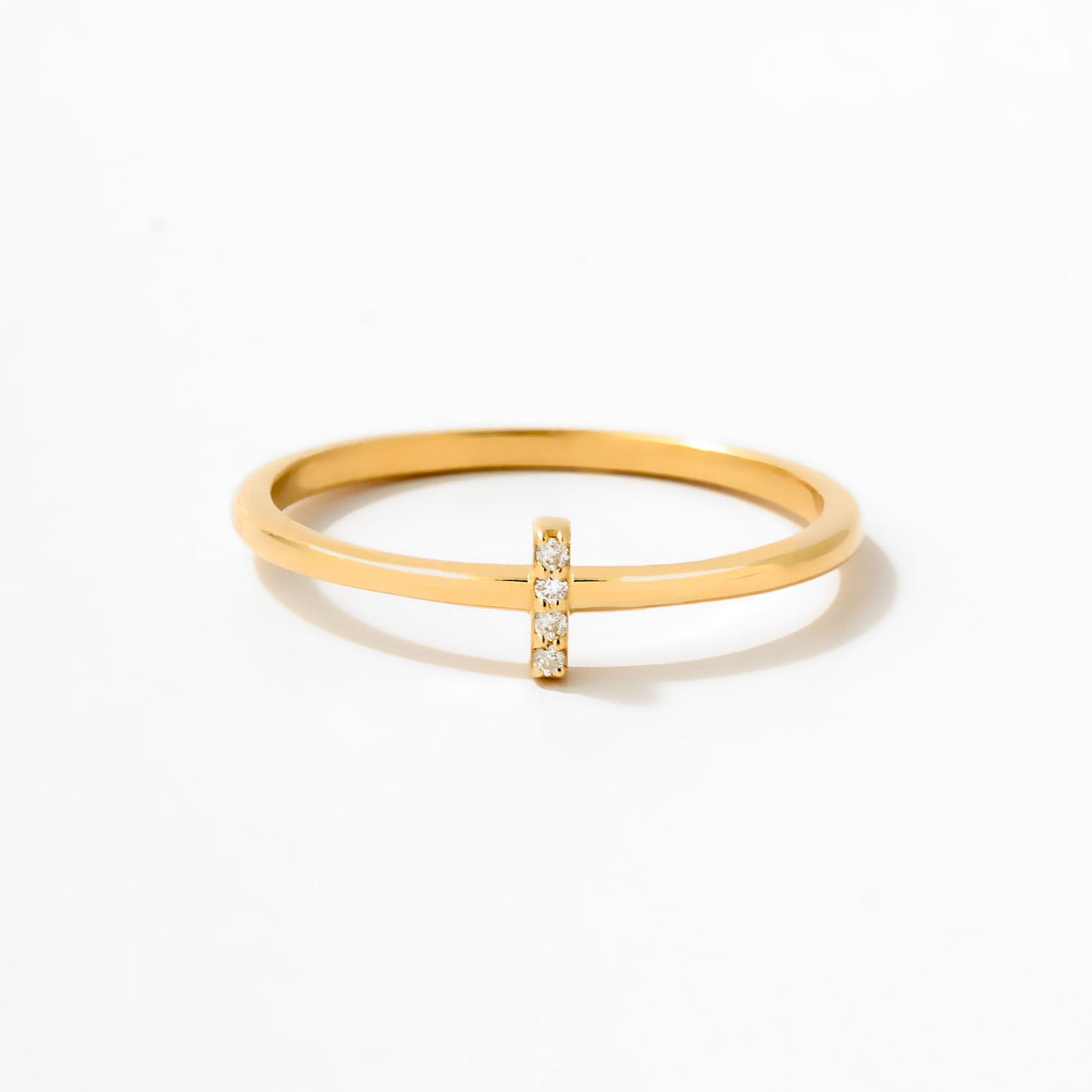 Diamond Vertical Bar Stack Ring in 14k Solid Gold