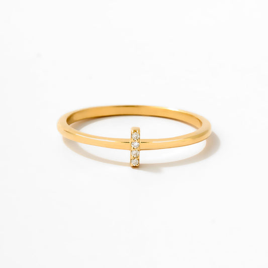 Diamond Vertical Bar Stack Ring in 14k Solid Gold