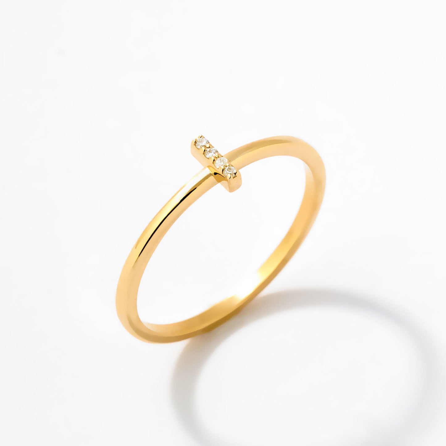 Diamond Vertical Bar Stack Ring in 14k Solid Gold