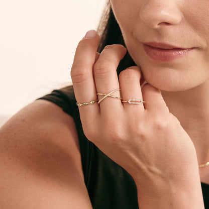 Diamond Paperclip Ring in 14K Solid Gold