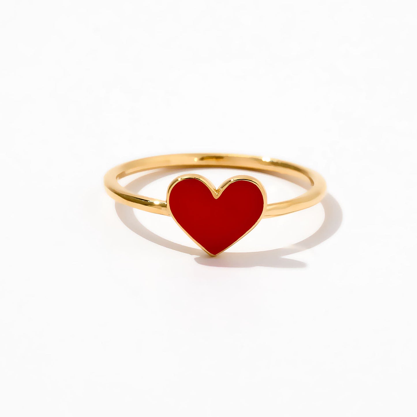 Enamel Heart Ring in 14K Solid Gold