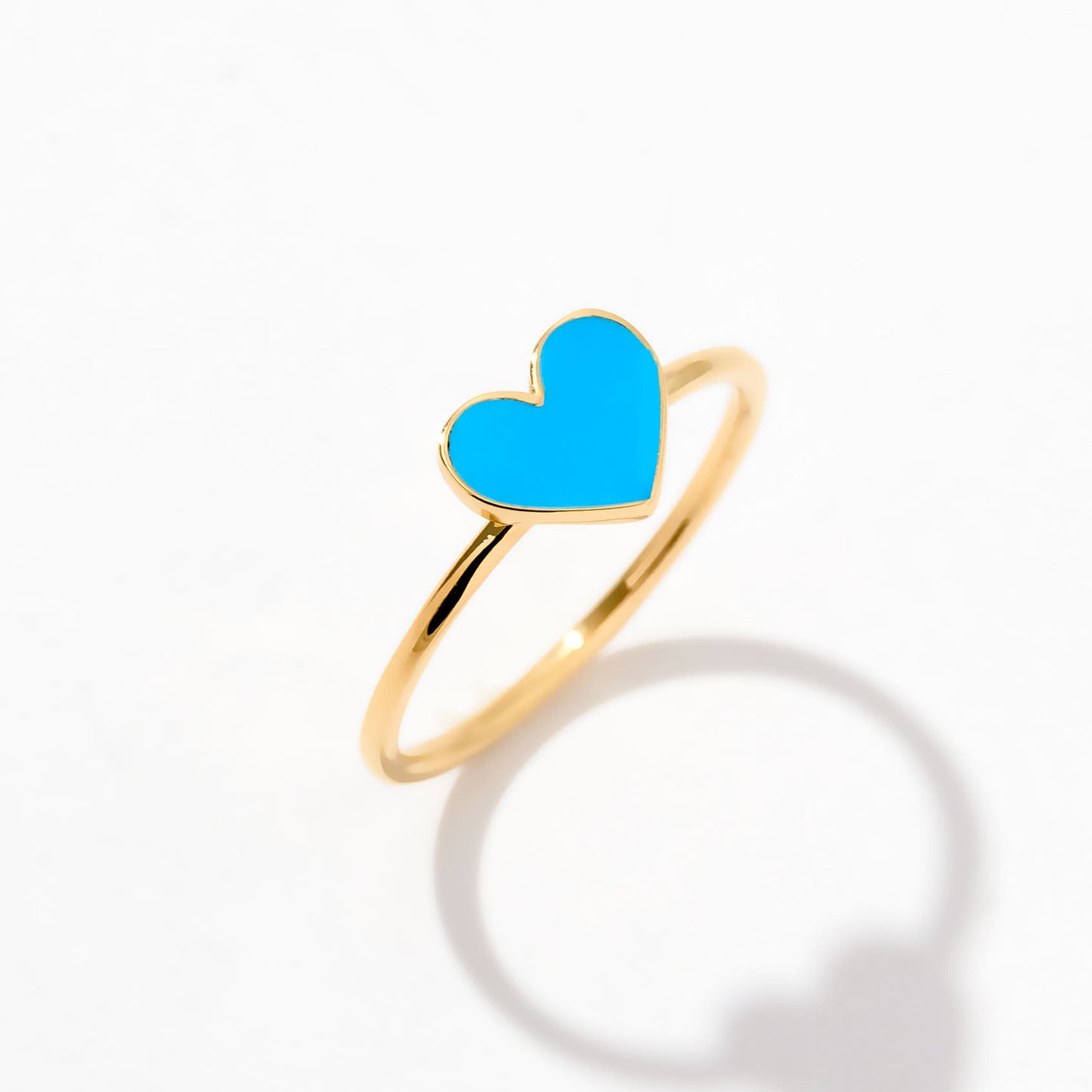 Enamel Heart Ring in 14K Solid Gold