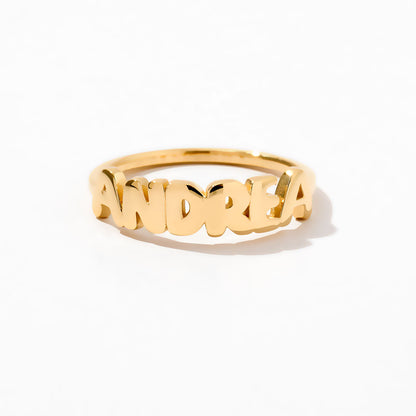 Custom Bubble Name Ring in 14K Solid Gold