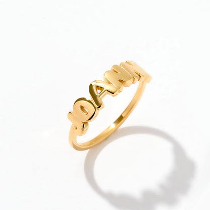 Custom Bubble Name Ring in 14K Solid Gold