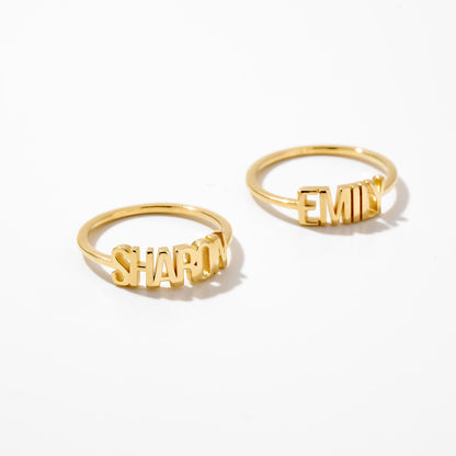 Custom Cursive Name Ring in 14K Solid Gold