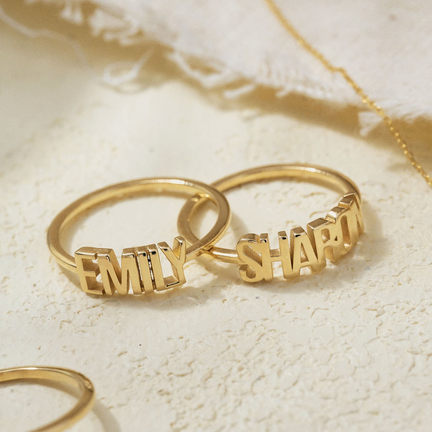 Custom Cursive Name Ring in 14K Solid Gold