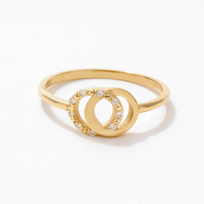 Interlocking Diamond Ring in 14k Solid Gold