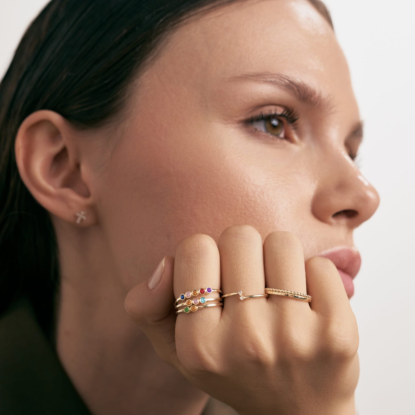 Family Ring in 14k Solid Gold