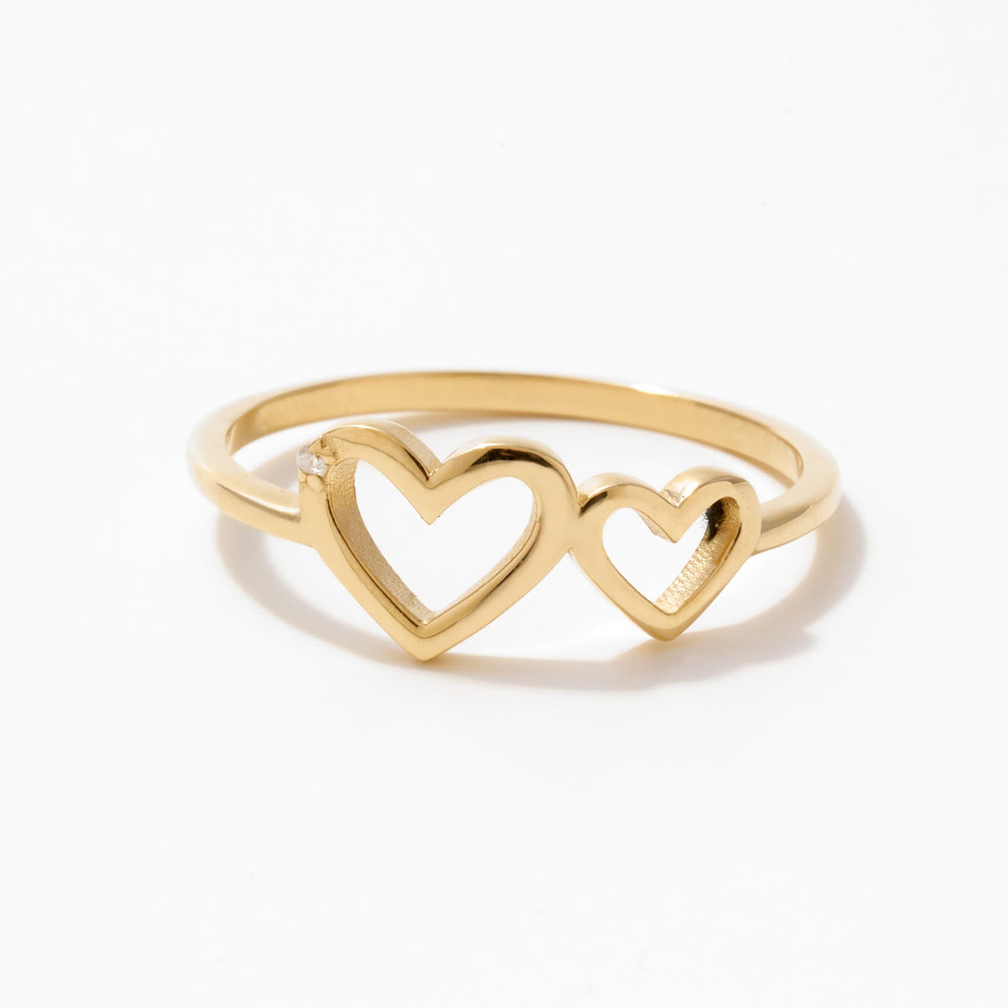 Bague Double Coeur en Or Massif 14 carats