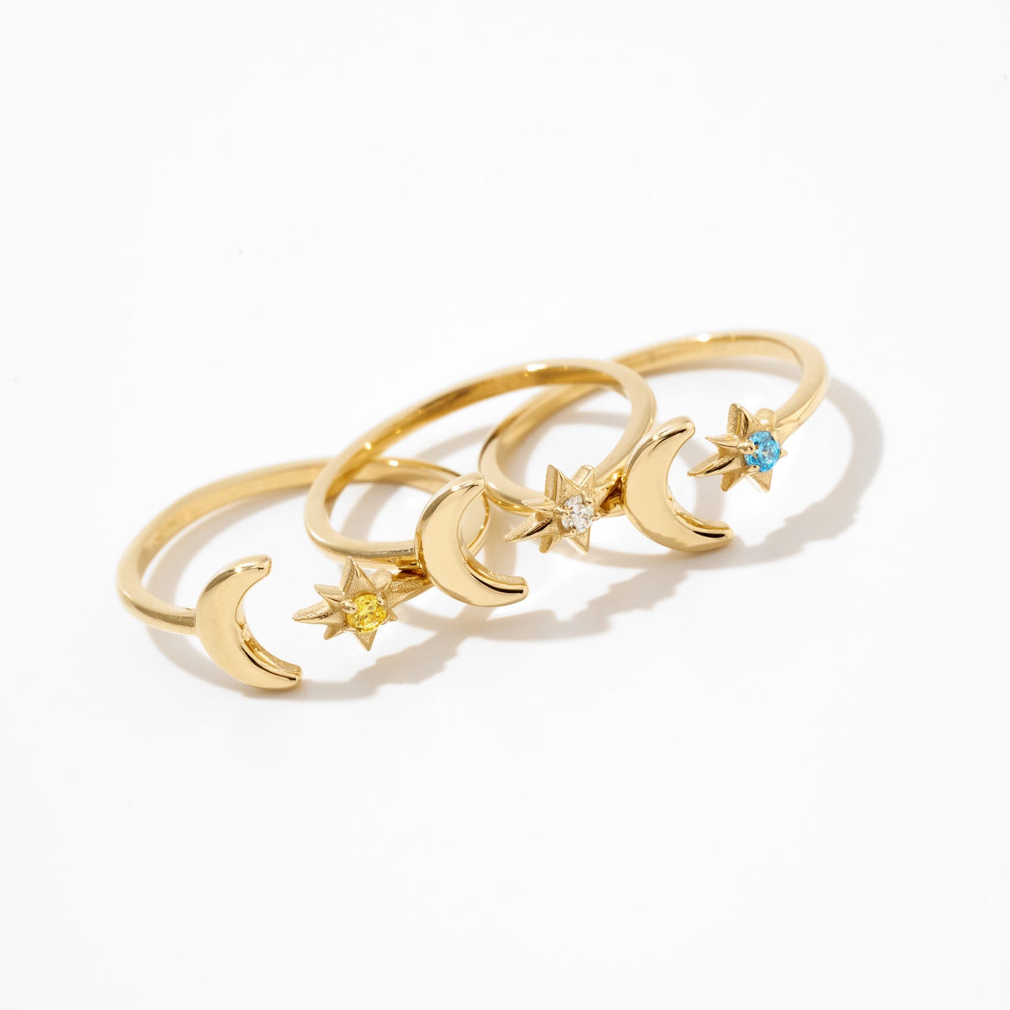 Moon & Star Birthstone Ring