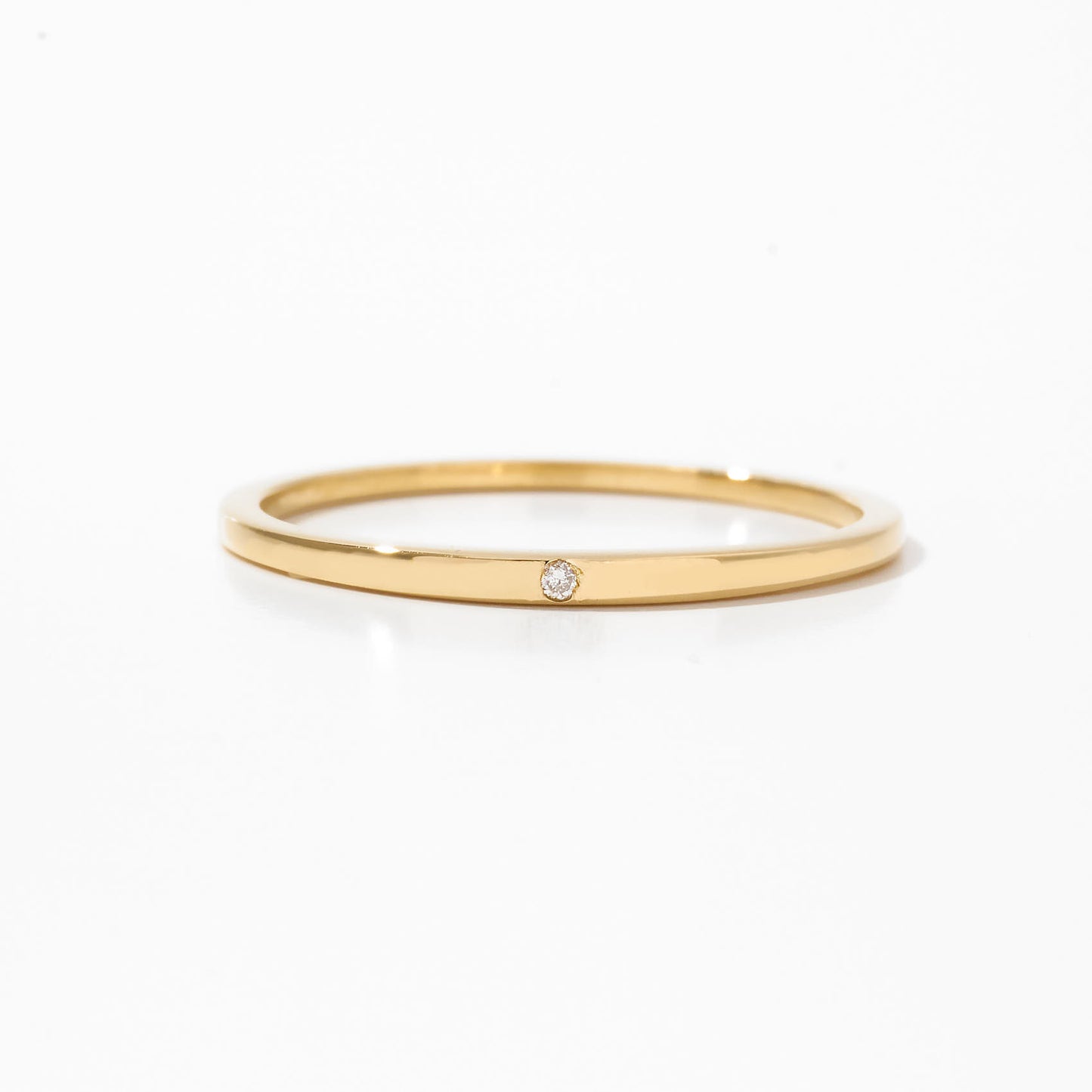 Diamond Slim Signet Ring in 14k Solid Gold