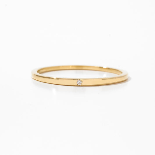 Diamond Slim Signet Ring in 14k Solid Gold