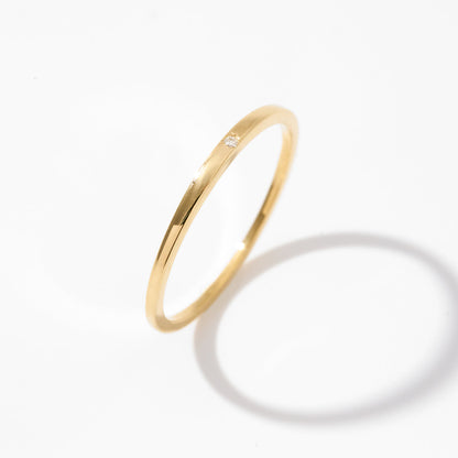 Diamond Slim Signet Ring in 14k Solid Gold