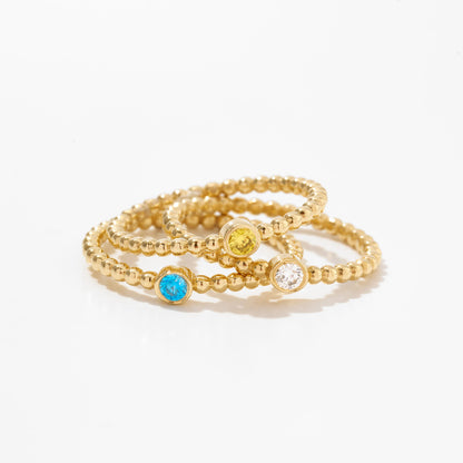 Birthstone Beaded Ring in 14k Solid Gold