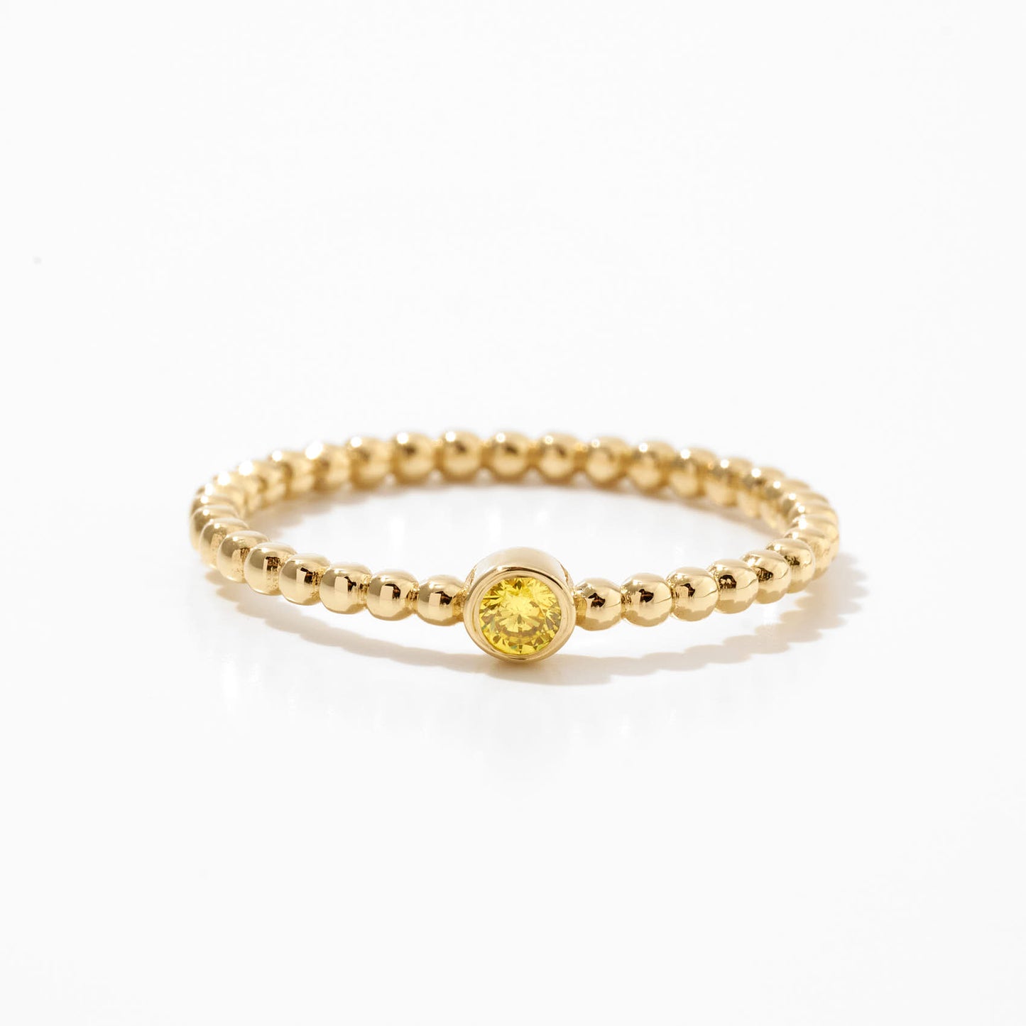 Birthstone Beaded Ring in 14k Solid Gold