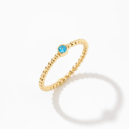 Birthstone Beaded Ring in 14k Solid Gold