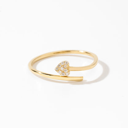 Mini Diamond Heart Ring in 14k Solid Gold