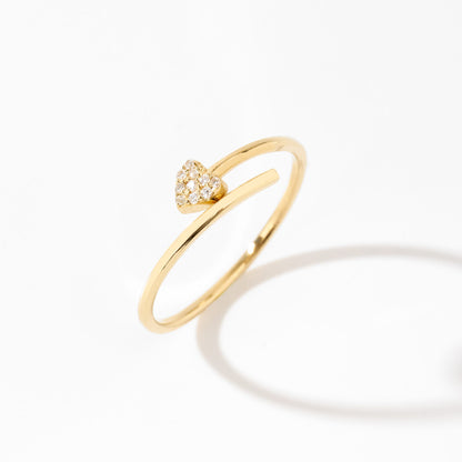 Mini Diamond Heart Ring in 14k Solid Gold