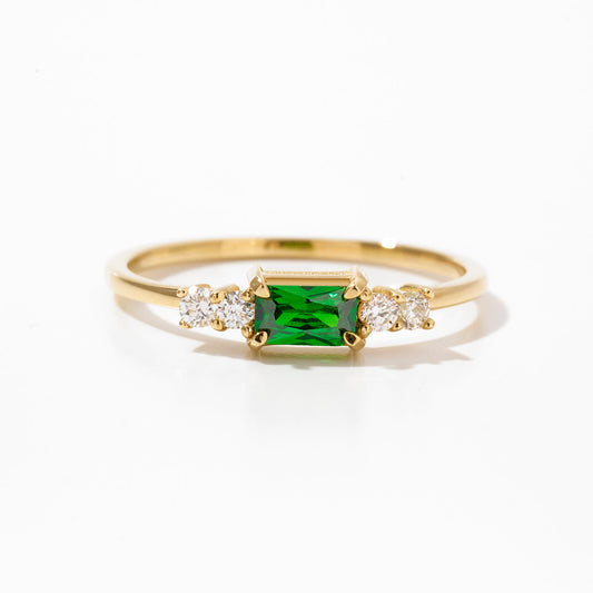 Baquette Birthstone Ring in 14k Solid Gold