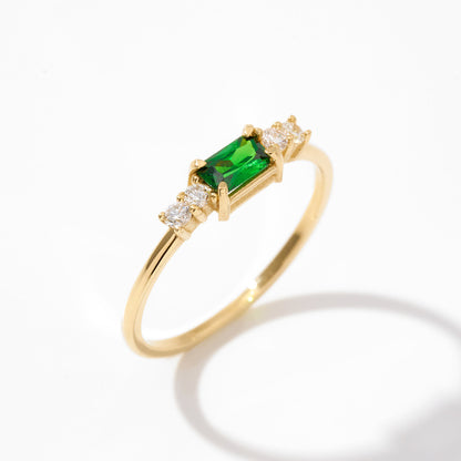 Baquette Birthstone Ring in 14k Solid Gold