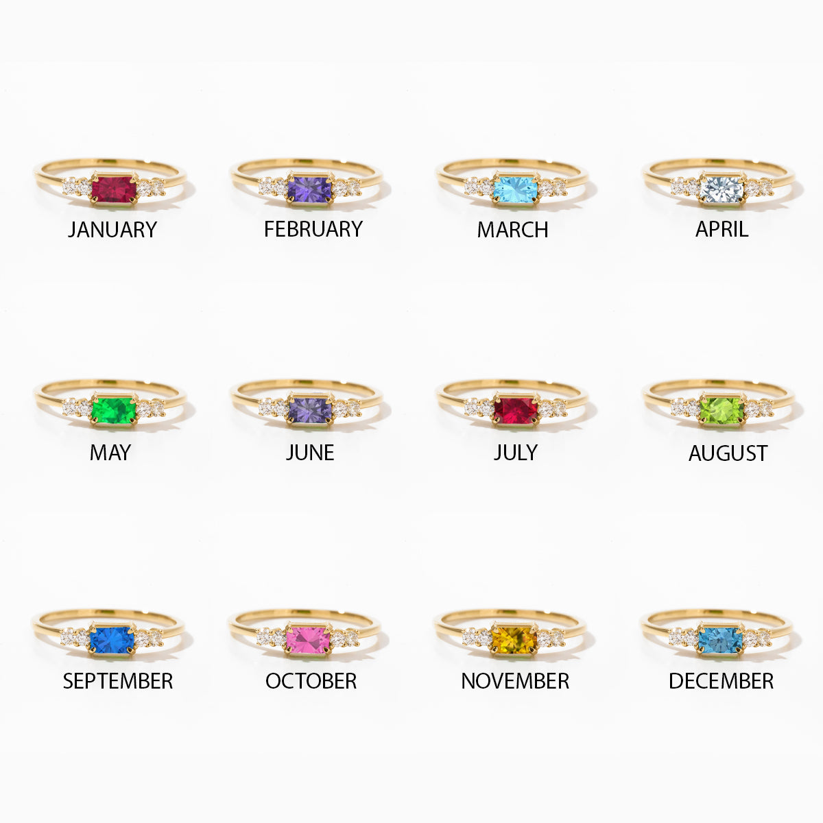 Baquette Birthstone Ring